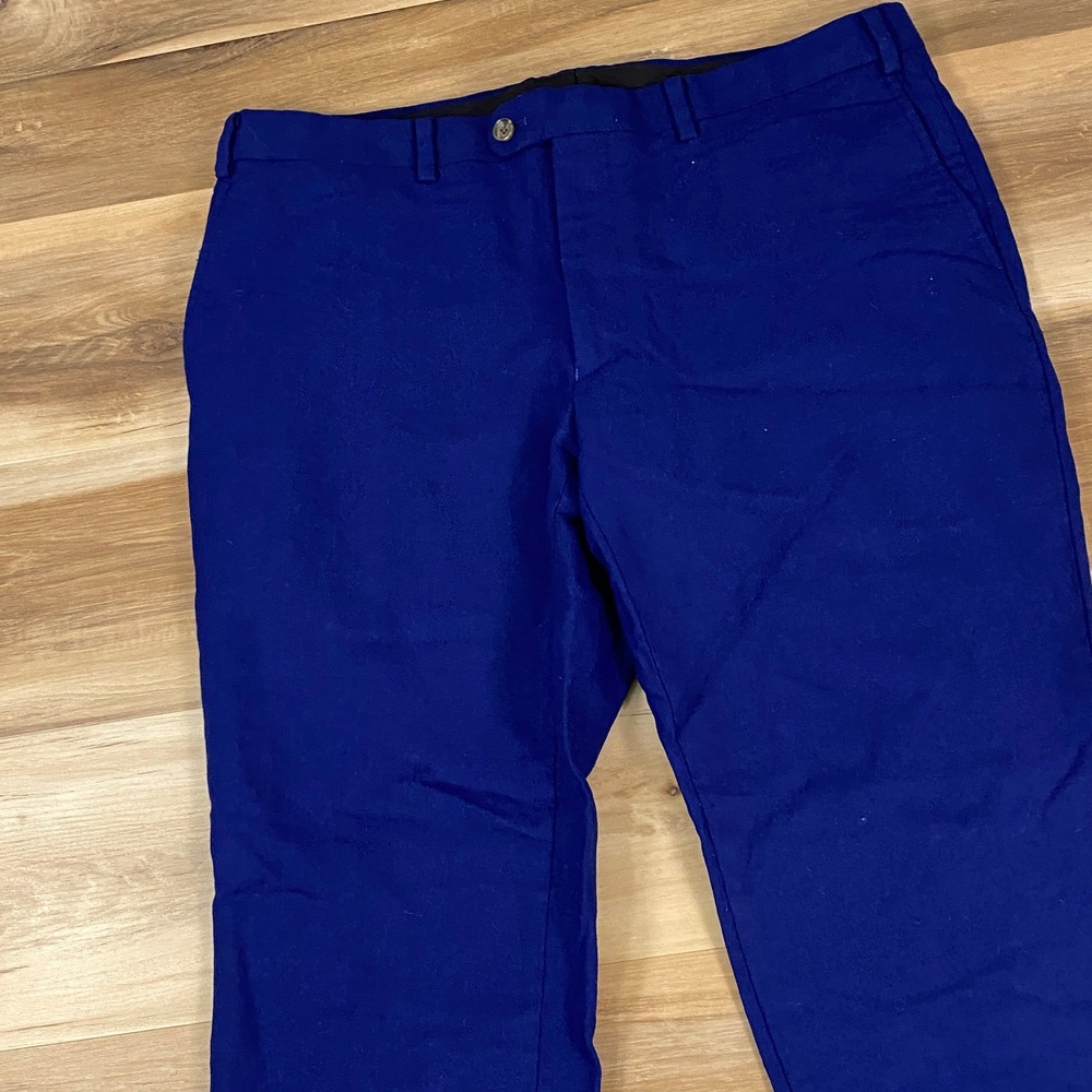 Indochino Wool Dress Pants Mens 36x30 Tailored Straight Leg Royal Blue Flannel - Picture 4 of 10